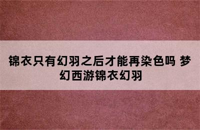 锦衣只有幻羽之后才能再染色吗 梦幻西游锦衣幻羽